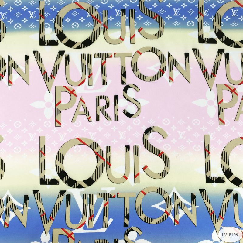 Designer inspired LV Pattern digital printed silky satin fabrics