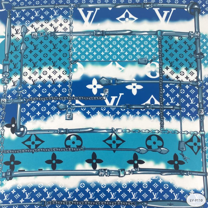 Designer inspired LV Pattern digital printed silky satin fabrics