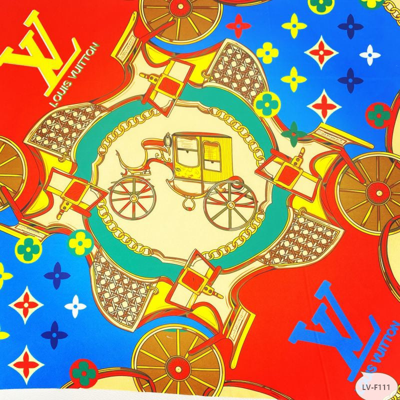 Designer inspired LV Pattern digital printed silky satin fabrics