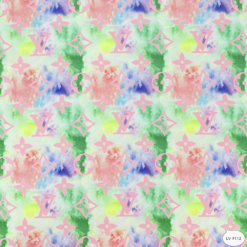 Designer inspired LV Pattern digital printed silky satin fabrics