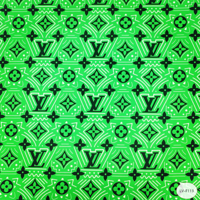 Designer inspired LV Pattern digital printed silky satin fabrics