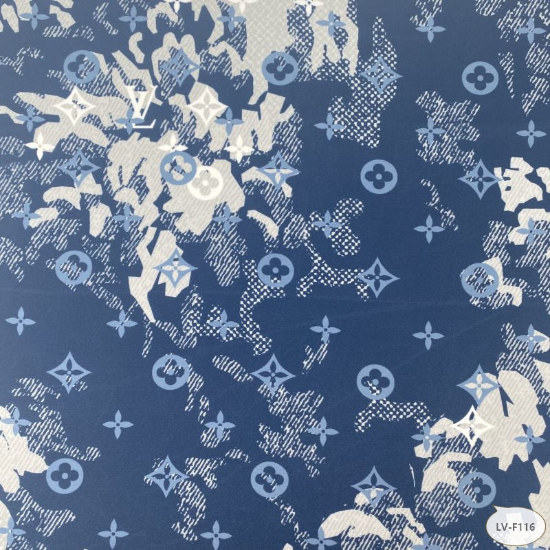 Designer inspired LV Pattern digital printed silky satin fabrics