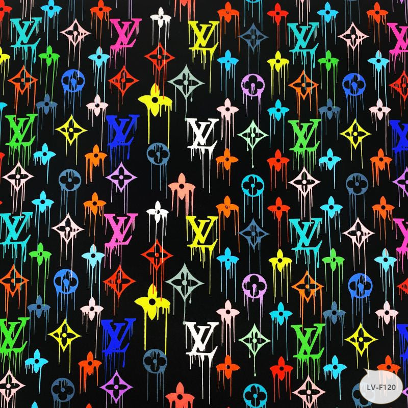 Designer inspired LV Pattern digital printed silky satin fabrics