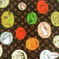 Designer inspired LV Pattern digital printed silky satin fabrics