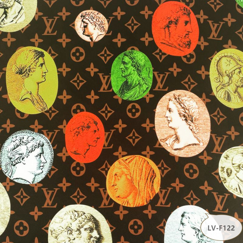 Designer inspired LV Pattern digital printed silky satin fabrics