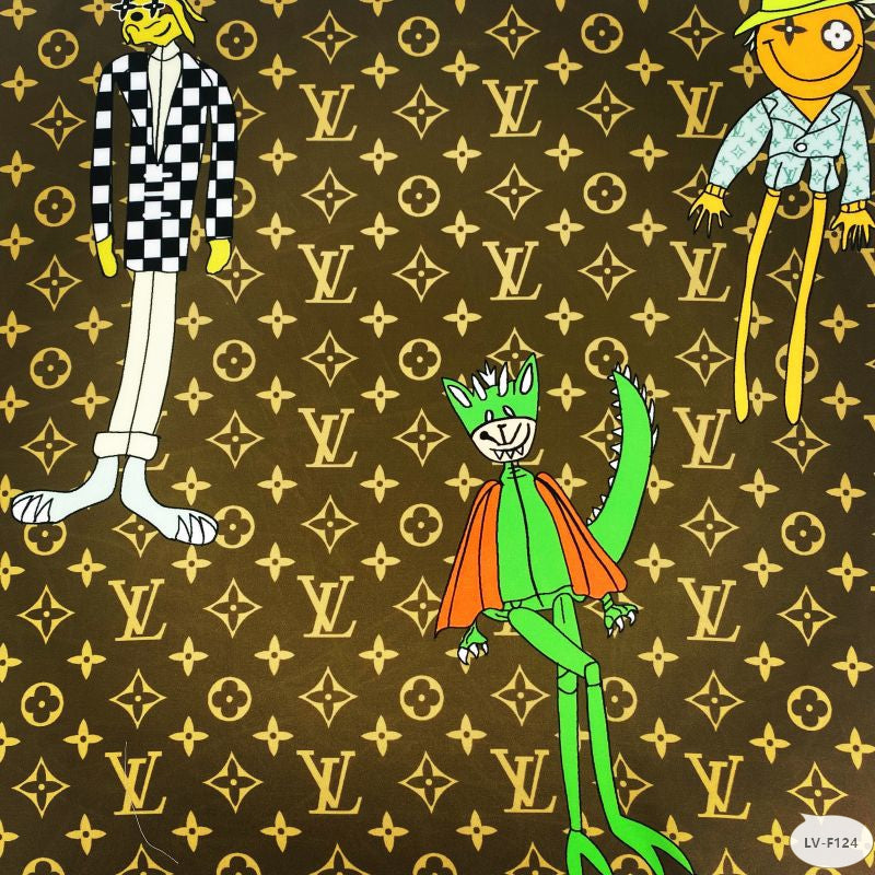 Designer inspired LV Pattern digital printed silky satin fabrics