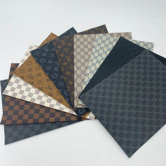 Bundle Sale : 10 Colors of Classical LV & GG Pattern Leathers