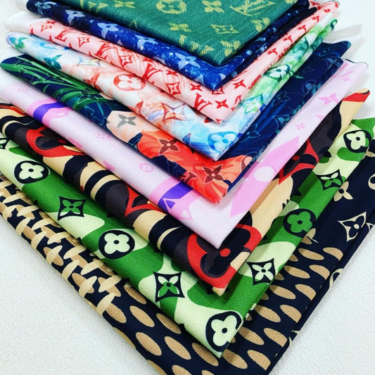Designer inspired LV Pattern digital printed spandex knitted fabrics