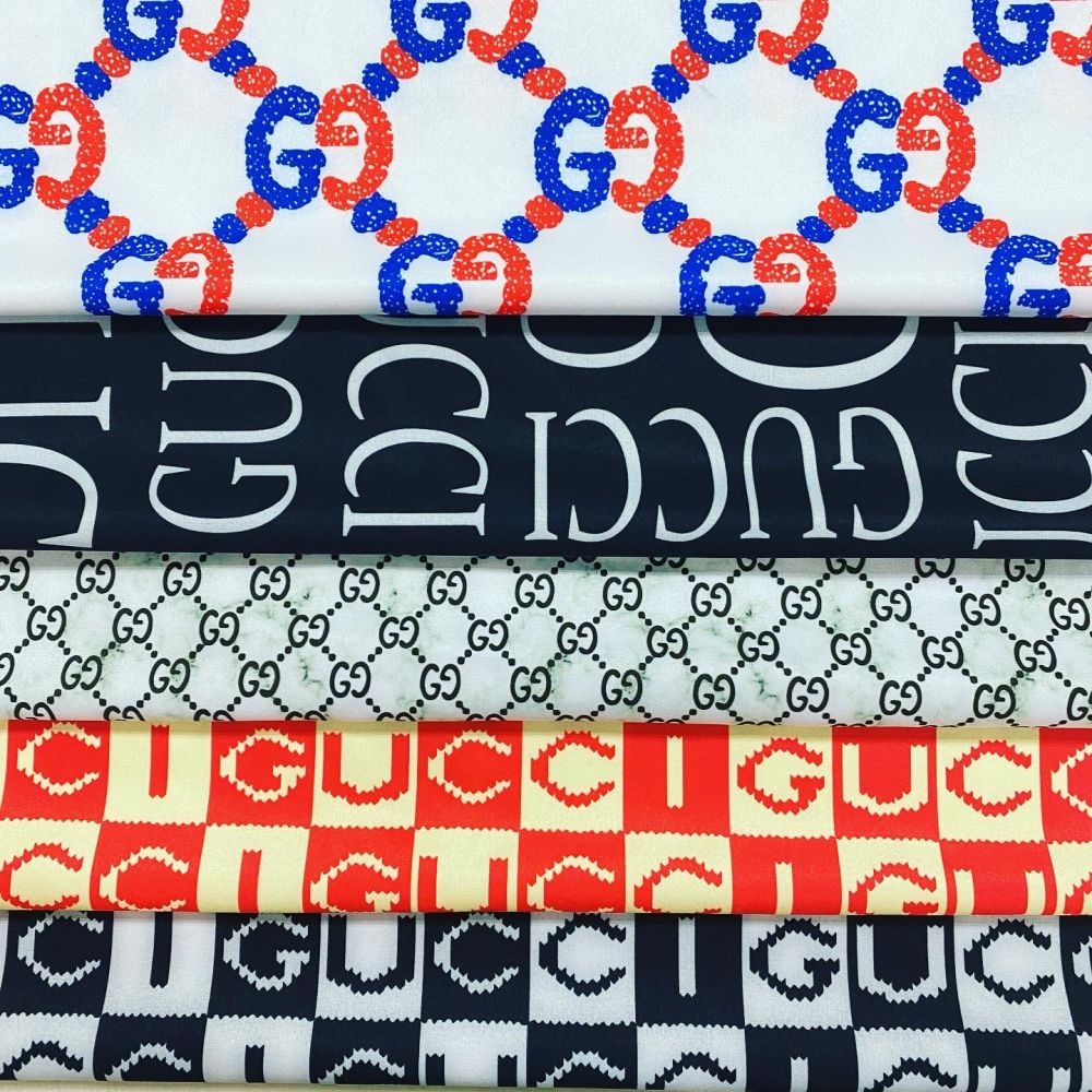 Designer inspired Gucci Pattern digital printed four way spandex fabrics