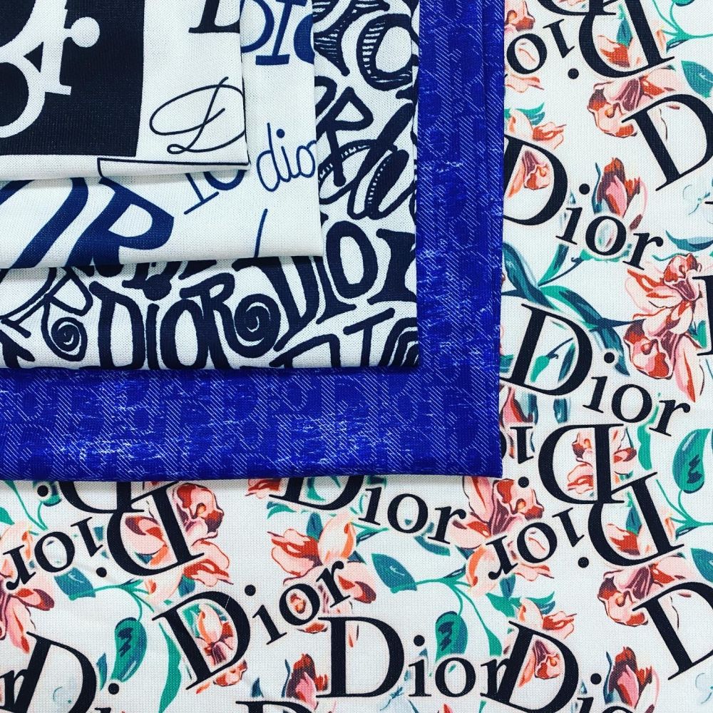 Designer inspired Dior Pattern digital printed spandex knitted fabrics