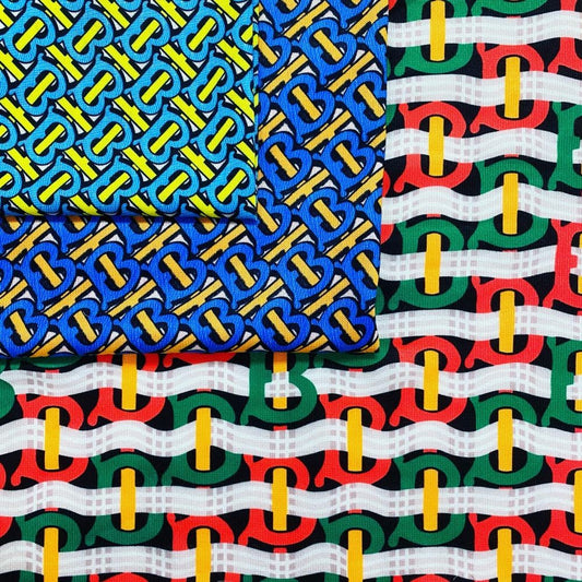 Designer inspired Burberry Pattern digital printed spandex knitted fabrics