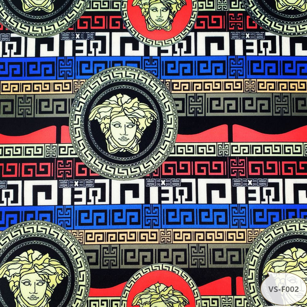 Designer inspired Versace Pattern digital printed spandex knitted fabrics