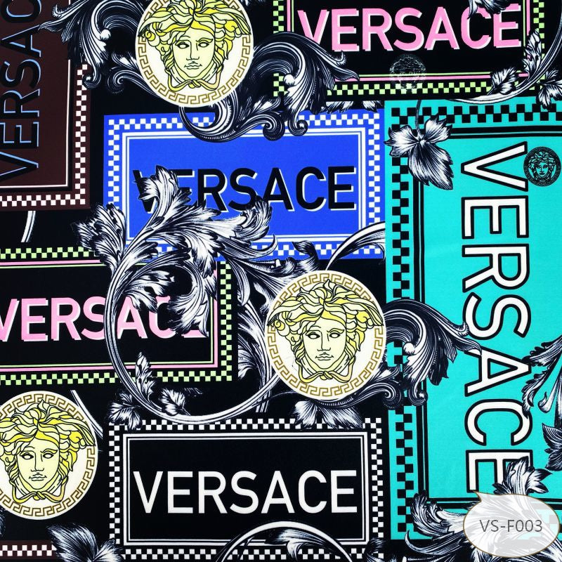 Designer inspired Versace Pattern digital printed Moss Crepe spandex fabrics