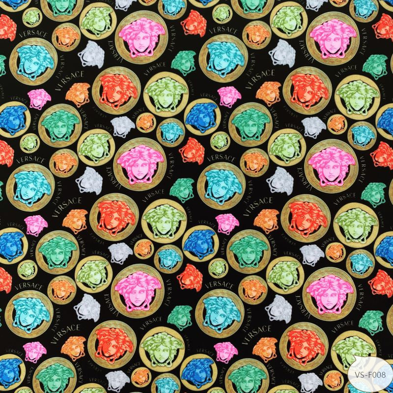 Designer inspired Versace Pattern digital printed silky satin fabrics